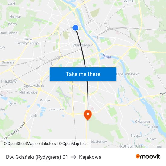 Dw. Gdański (Rydygiera) 01 to Kajakowa map