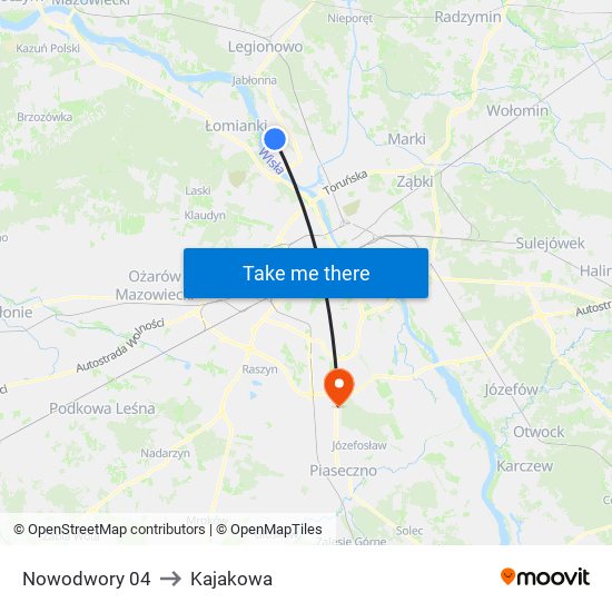 Nowodwory 04 to Kajakowa map