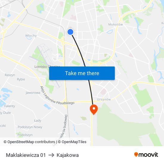 Maklakiewicza 01 to Kajakowa map