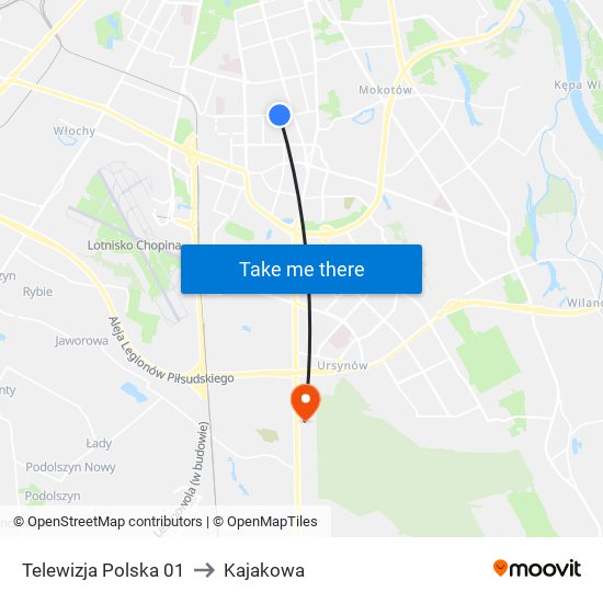 Telewizja Polska to Kajakowa map