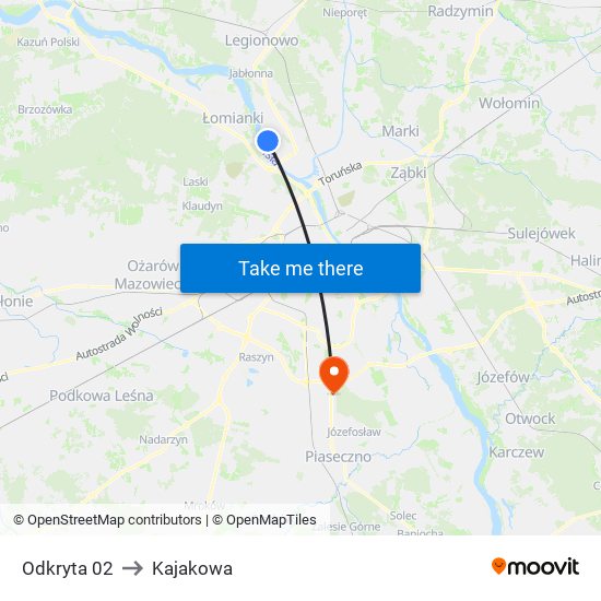 Odkryta 02 to Kajakowa map