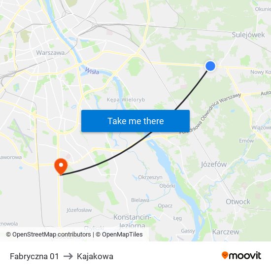 Fabryczna 01 to Kajakowa map