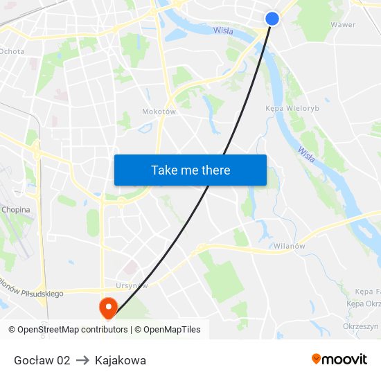 Gocław 02 to Kajakowa map