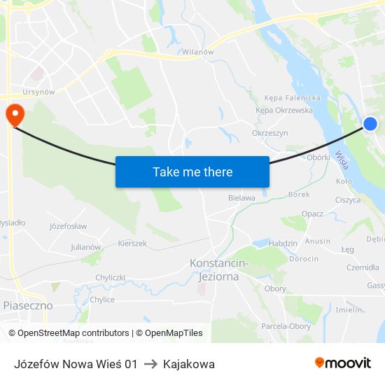 Józefów Nowa Wieś to Kajakowa map