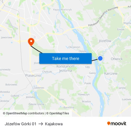 Józefów Górki to Kajakowa map