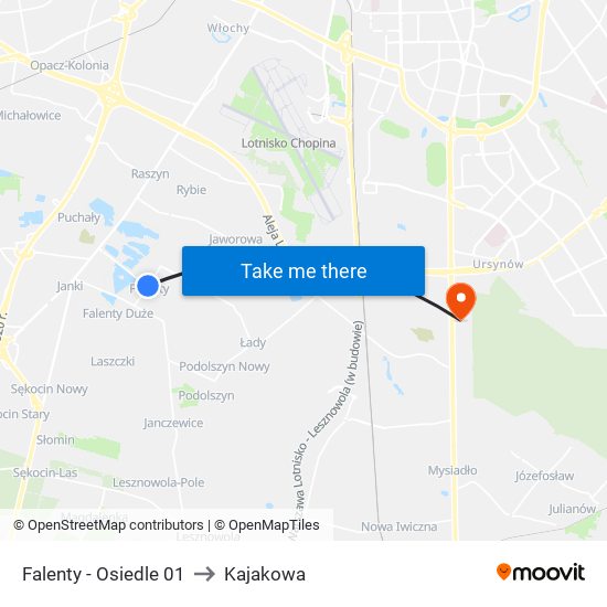 Falenty - Osiedle 01 to Kajakowa map