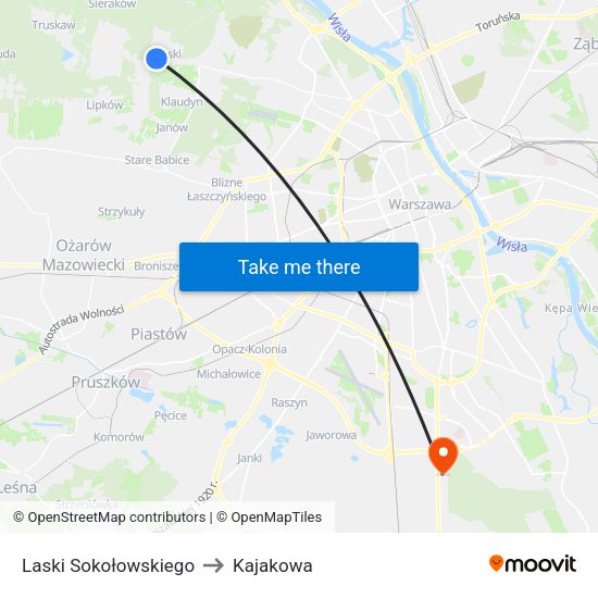 Laski Sokołowskiego to Kajakowa map