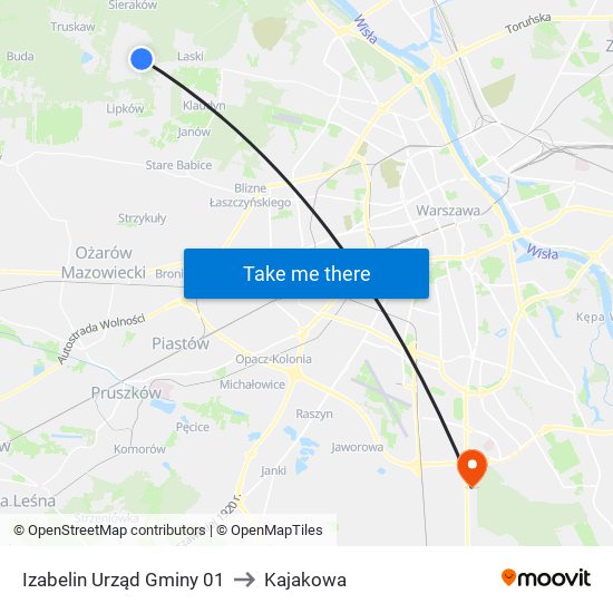 Izabelin Urząd Gminy 01 to Kajakowa map