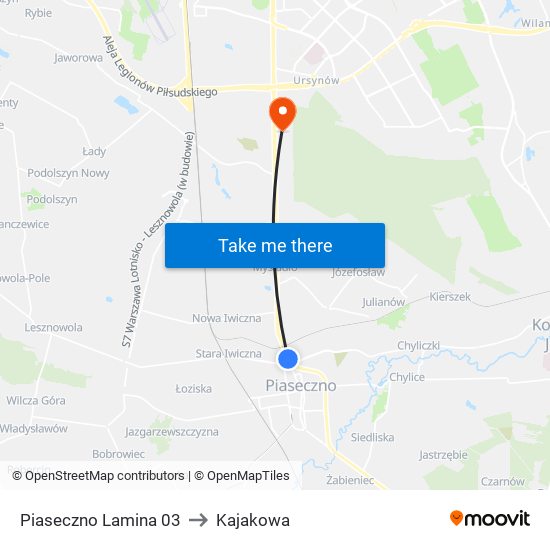 Piaseczno Lamina 03 to Kajakowa map