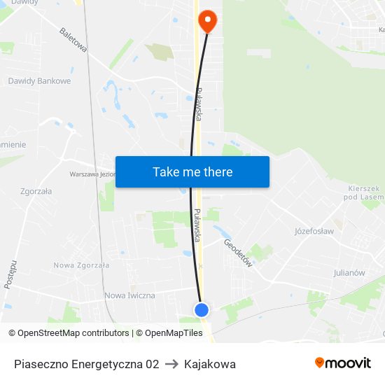 Piaseczno Energetyczna 02 to Kajakowa map