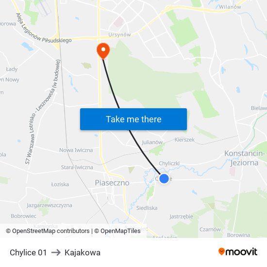 Chylice 01 to Kajakowa map