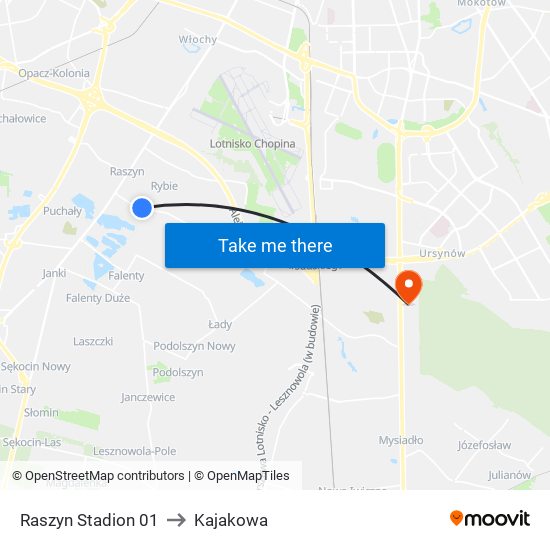 Raszyn Stadion 01 to Kajakowa map