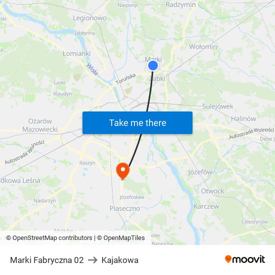 Marki Fabryczna 02 to Kajakowa map