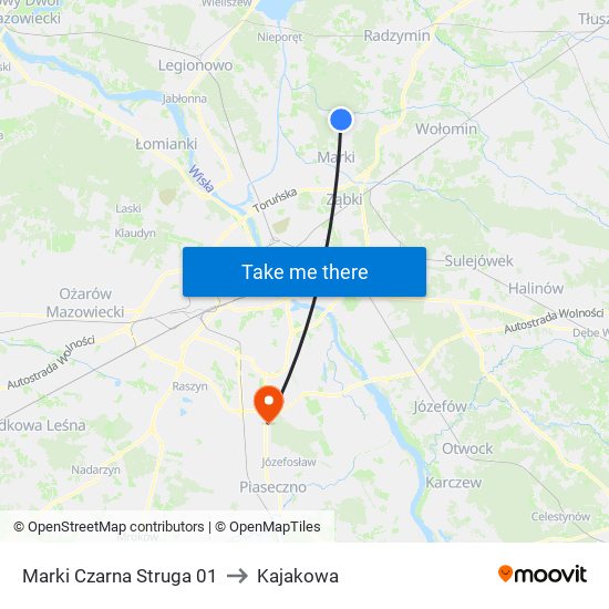 Marki Czarna Struga 01 to Kajakowa map