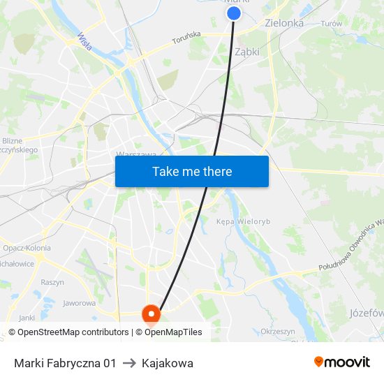 Marki Fabryczna 01 to Kajakowa map