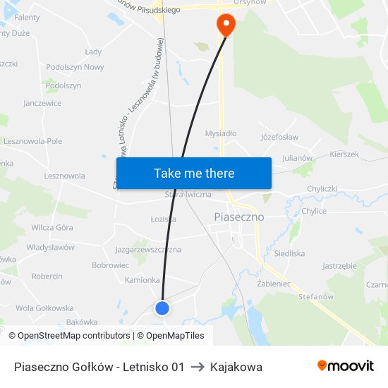 Piaseczno Gołków - Letnisko 01 to Kajakowa map