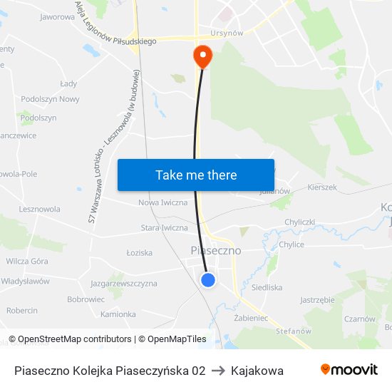 Piaseczno Kolejka Piaseczyńska 02 to Kajakowa map