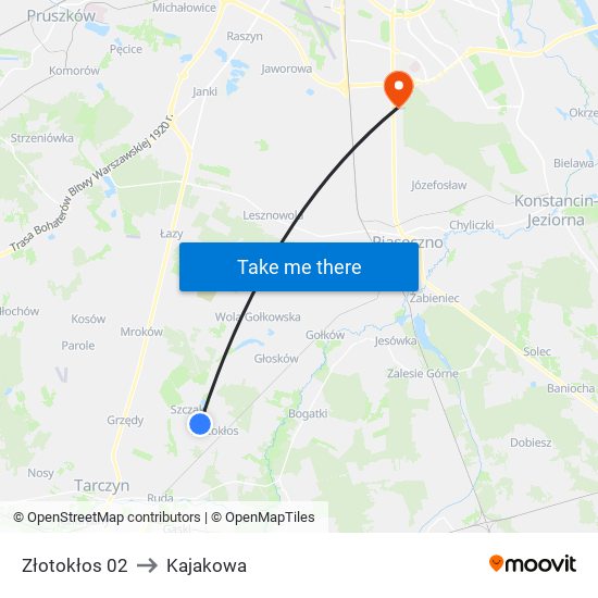 Złotokłos to Kajakowa map