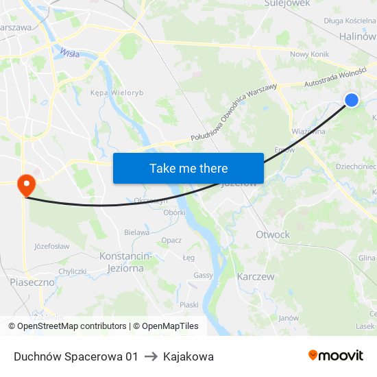 Duchnów Spacerowa 01 to Kajakowa map