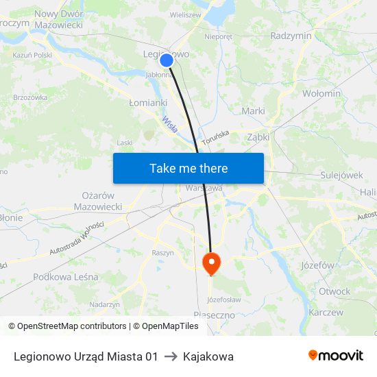 Legionowo Urząd Miasta 01 to Kajakowa map