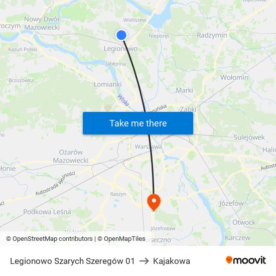 Legionowo Szarych Szeregów 01 to Kajakowa map