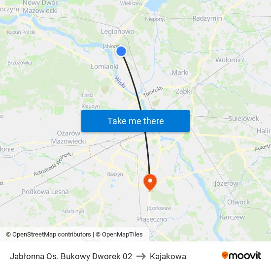 Jabłonna Os. Bukowy Dworek 02 to Kajakowa map