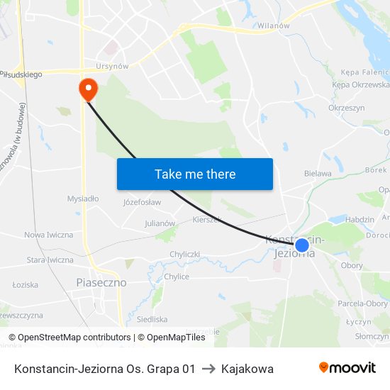 Konstancin-Jeziorna Os. Grapa 01 to Kajakowa map