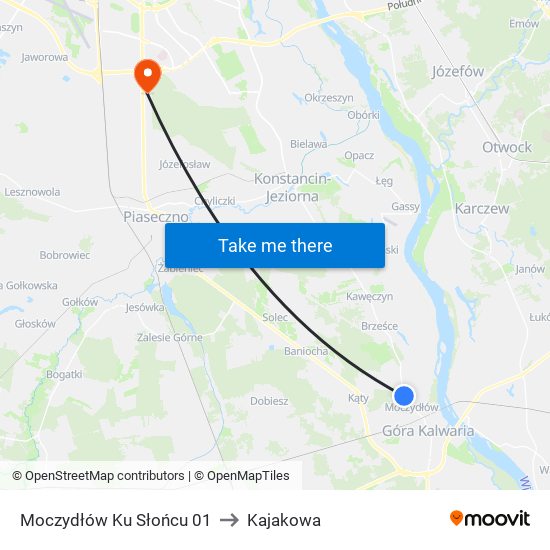 Moczydłów Ku Słońcu 01 to Kajakowa map