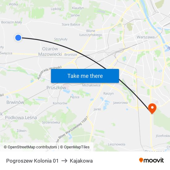 Pogroszew Kolonia to Kajakowa map