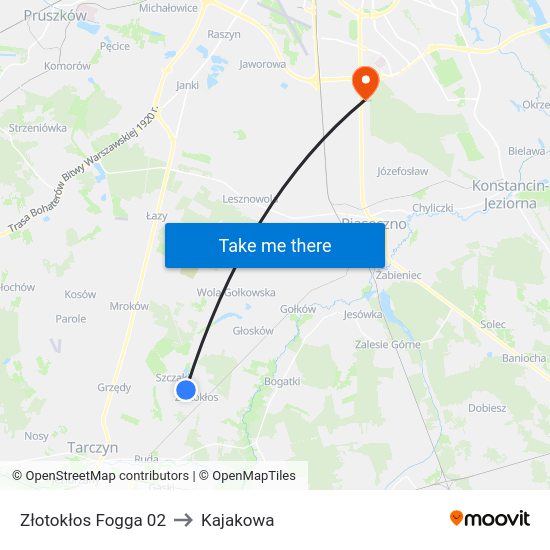 Złotokłos Fogga to Kajakowa map