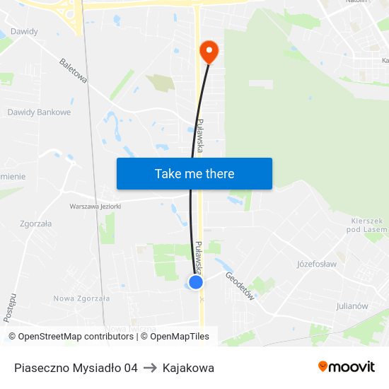 Mysiadło to Kajakowa map