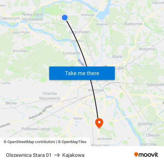 Olszewnica Stara to Kajakowa map