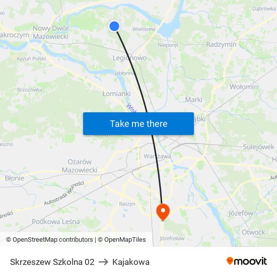 Skrzeszew Szkolna 02 to Kajakowa map