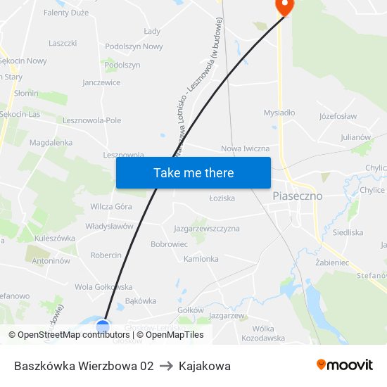 Baszkówka Wierzbowa 02 to Kajakowa map