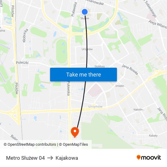 Metro Służew 04 to Kajakowa map