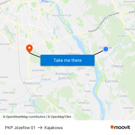 PKP Józefów 01 to Kajakowa map