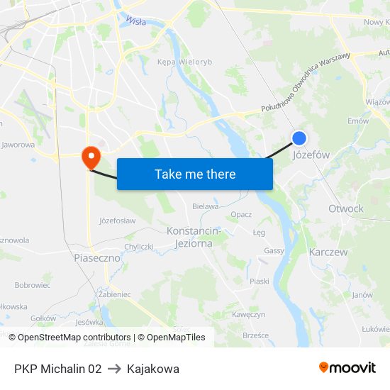 PKP Michalin 02 to Kajakowa map