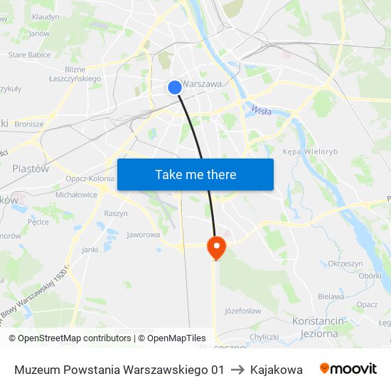 Muzeum Powstania Warszawskiego 01 to Kajakowa map