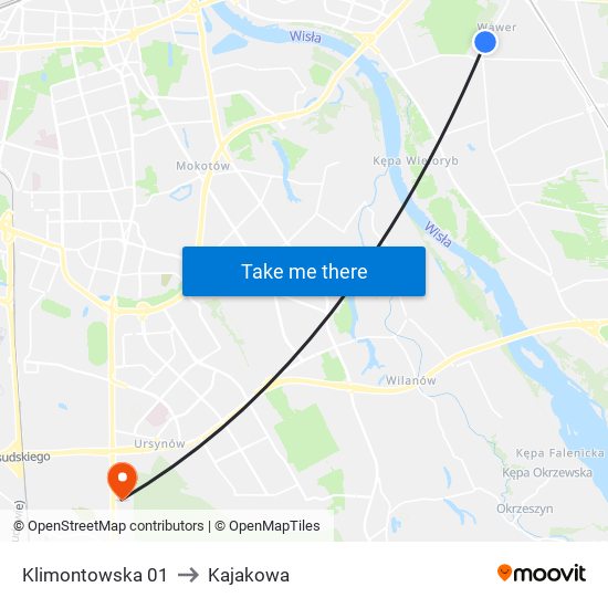 Klimontowska 01 to Kajakowa map