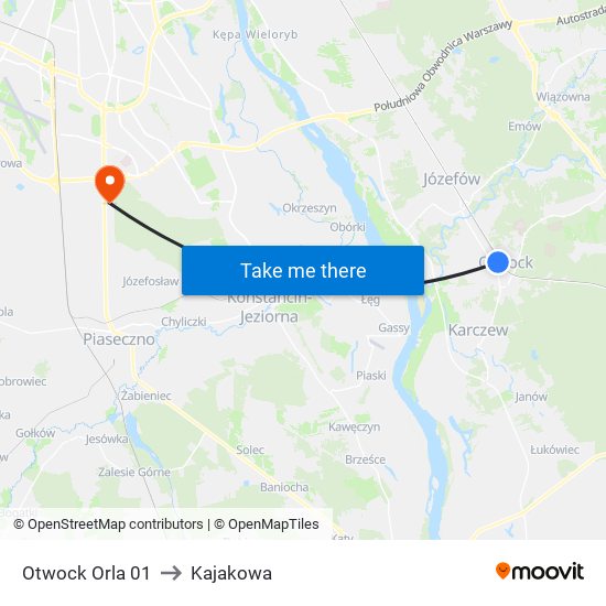 Otwock Orla 01 to Kajakowa map