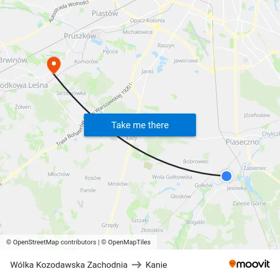 Wólka Kozodawska Zachodnia to Kanie map