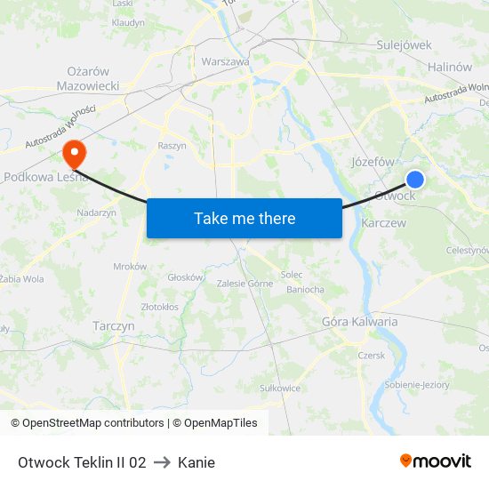 Otwock Teklin II 02 to Kanie map