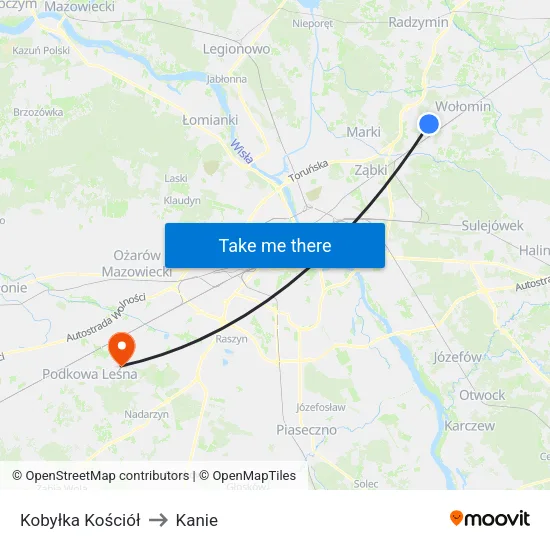 Kobyłka Kościół to Kanie map