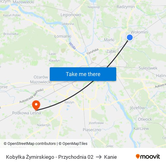 Kobyłka Żymirskiego-Przychodnia to Kanie map