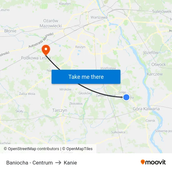 Baniocha - Centrum to Kanie map
