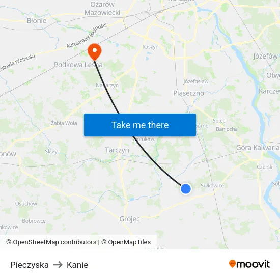 Pieczyska to Kanie map