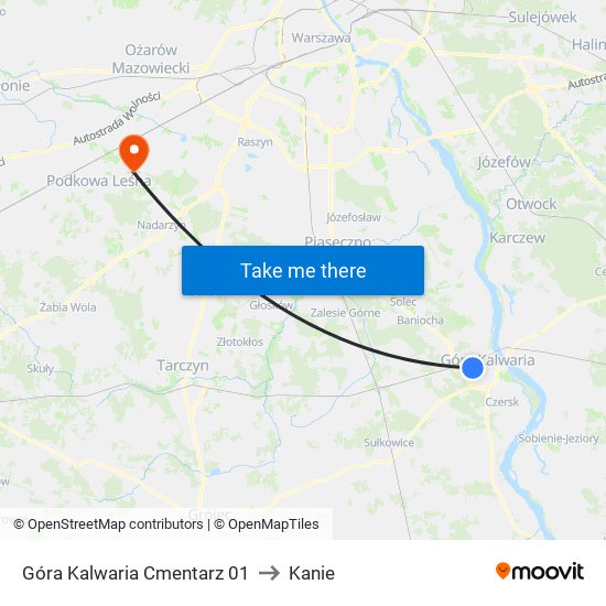 Góra Kalwaria Cmentarz to Kanie map