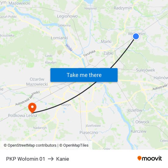 PKP Wołomin 01 to Kanie map