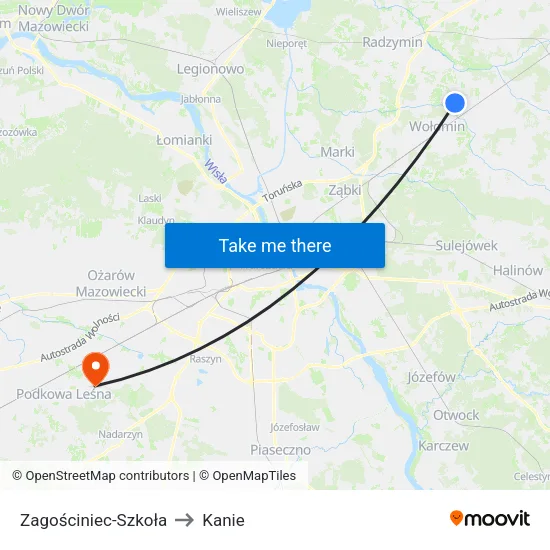 Zagościniec - Szkoła to Kanie map