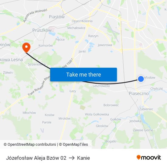 Józefosław Aleja Bzów 02 to Kanie map